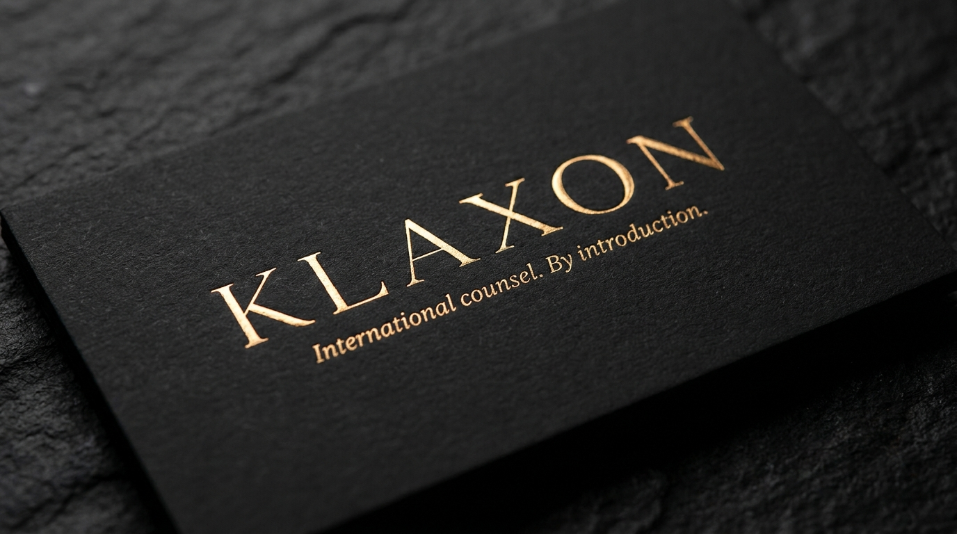 Klaxon — international counsel. By introduction.